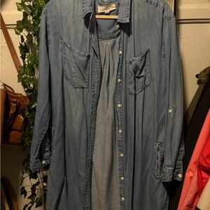 Thread & Supply Light Blue Button-Up Shirt Dress